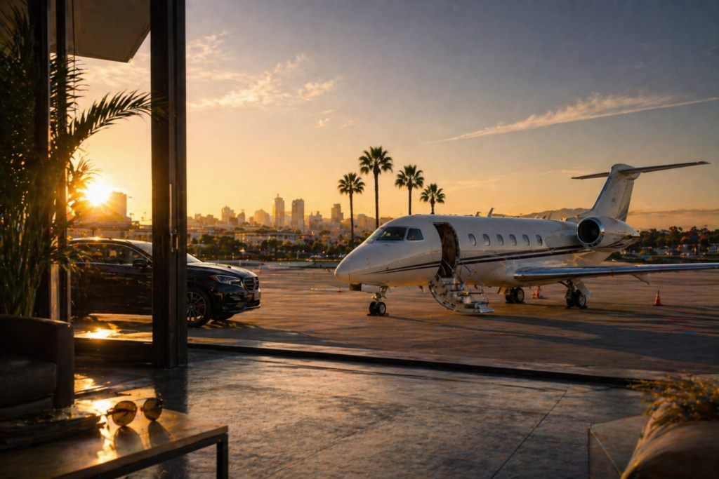 los angeles chartered plane